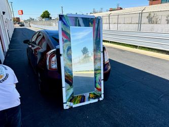 Rock Star I Rectangle Framed Printed Tempered Art Glass Beveled Accent Mirror