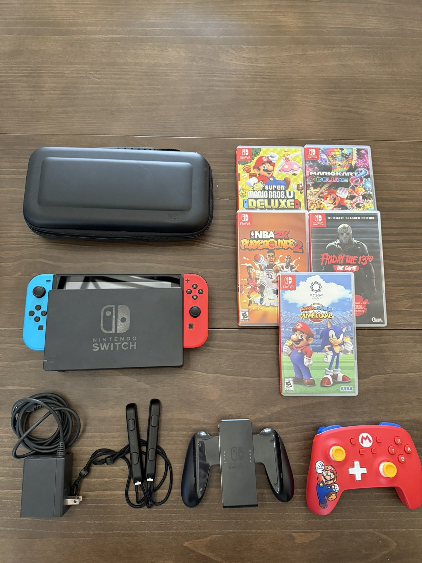 Nintendo Switch Bundle – Console, 5 Games, Extra Mario Controller, Dock, Case & More!