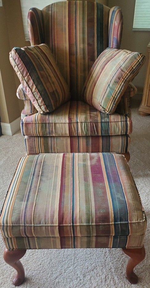 Chair, Ottoman, Pillows