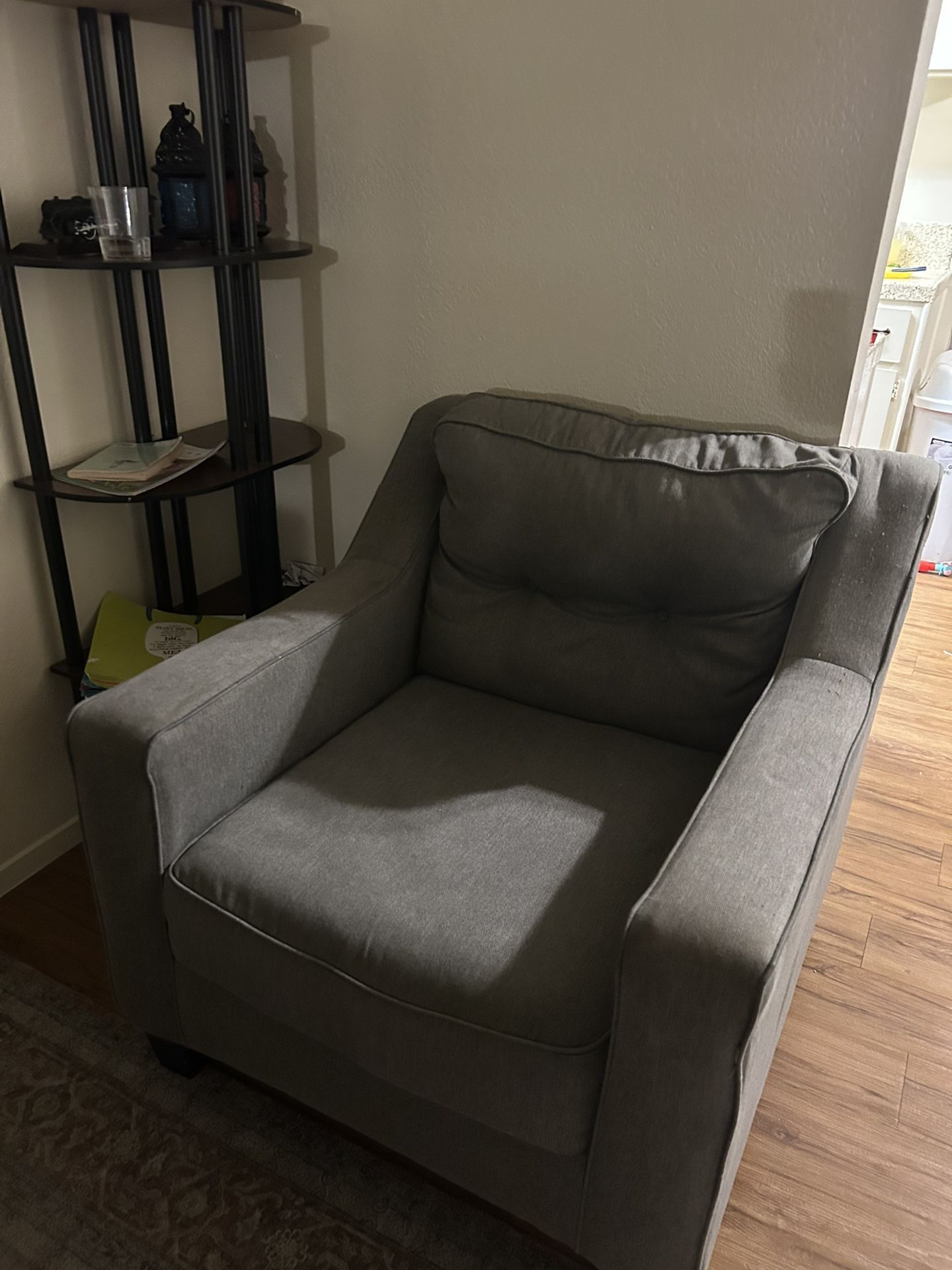 Armchair / Accent Chair – Used Condition – $20 | Charcoal Grey Fabric | Great for Reading or Lounge Spaces