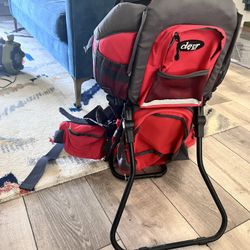 ClevrPlus Canyonero Camping Baby Backpack Hiking Kid Toddler Child Carrier with Stand and Sun Shade Visor, Red