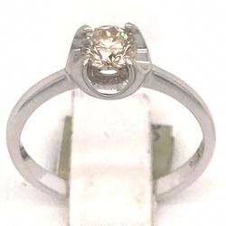 0.35 carat chocolate round diamond solitaire engagement ring in solid 14k white gold