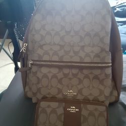 Authentic Coach Backpack/matching Wallet 