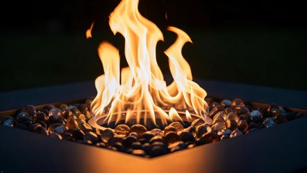 BTExpert 28" Propane Fire Pit Table - 50,000 BTU Outdoor Fire Pit w/ Lid & Lava Rocks, Black Steel Patio Table
