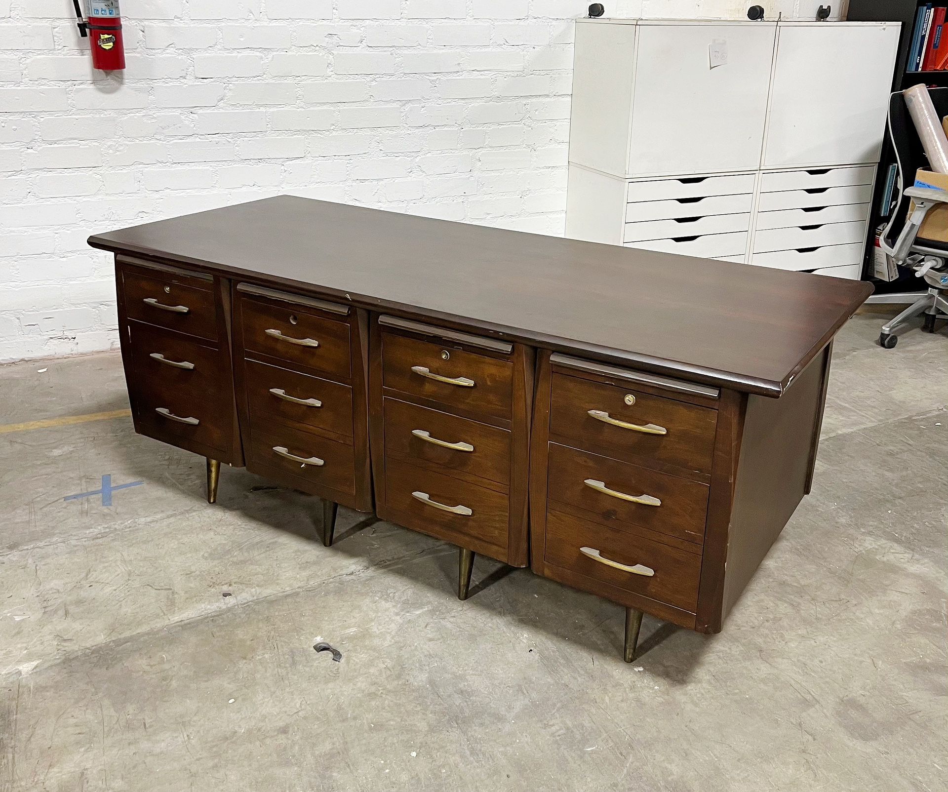 Vintage Mid Century Modern Credenza Executive Desk