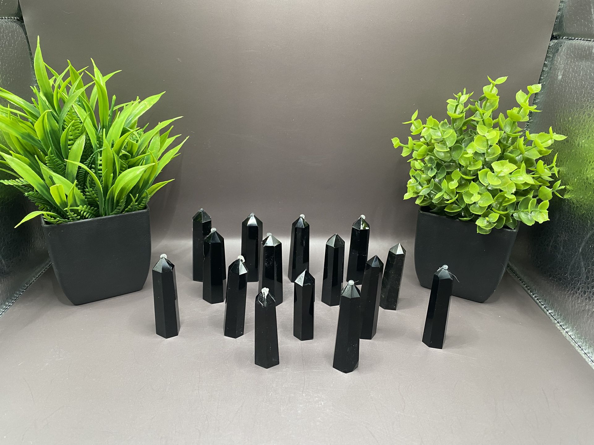 15 Natural Mini Black Obsidian Tower Bundle