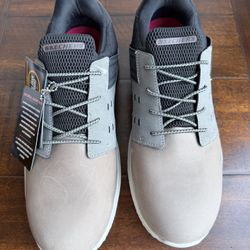  Skechers Delson Men's SZ 12 Gray/Black Carbon Nano Toe Slip Resistant Work Shoes