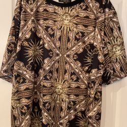 Men’s New Short Sleeve Shirt, Size 4XL, Gold, Black & White Design, Soft Fabric
