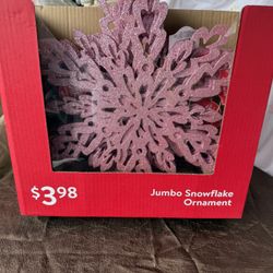 Jumbo Pink Snowflake Christmas Ornaments
