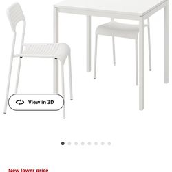 White Dining Table With Two Chairs 