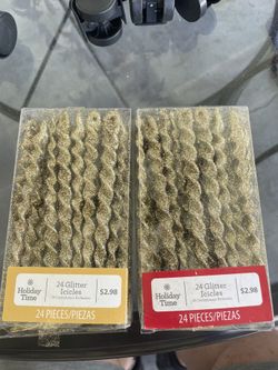 48 Gold Glitter Icicles