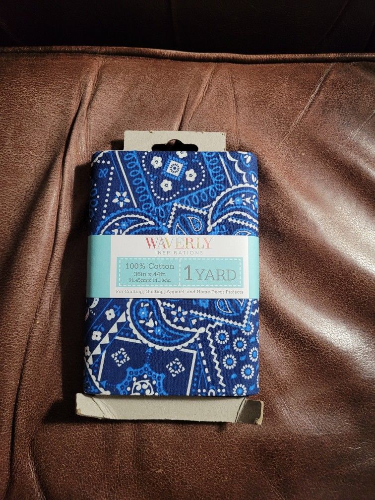 Waverly Inspirations 1 Yard Cut 100% Cotton Prints Fabric Bandana Ink Lapis 44" Wide for Quilting & Sewing