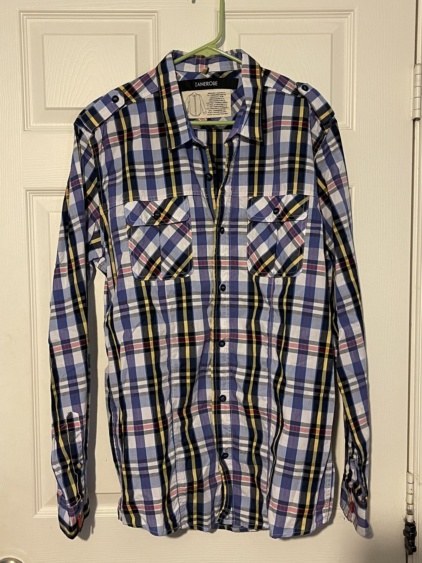 Zanerobe Long Sleeve Button Up Plaid Multicolored Mens XL 