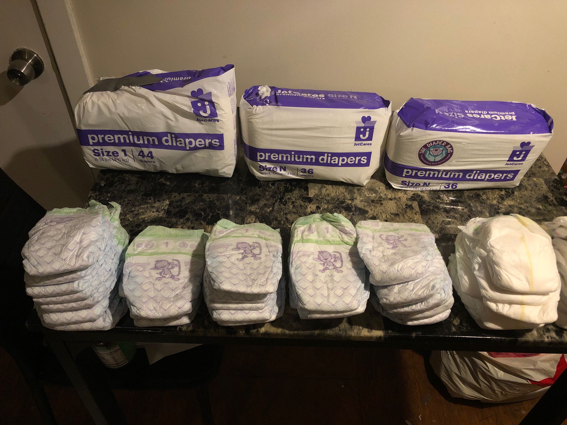 Brand New Diapers for infant Size N and 1