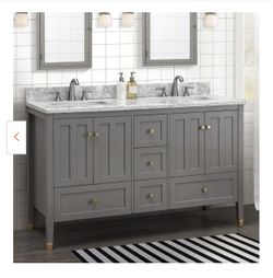 New 60'' Double Bathroom Vanity with Marble Top