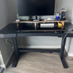 55” Black Tempered Glass Adjustable Height Standing Desk