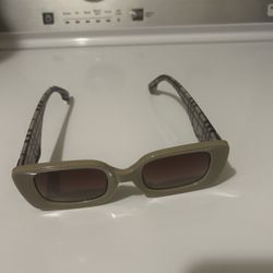 Beige Retro Rectangle Sunglasse