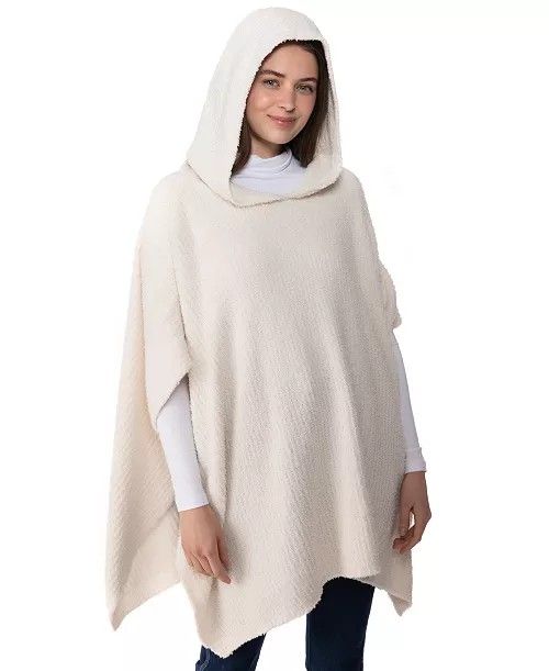 CHARTER CLUB Hooded Knit Poncho, Created for Macy's - ONLY IN BLACK