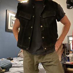 Black Suede Leather Vest