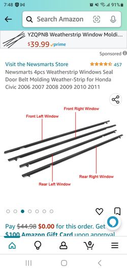 Newsmarts 4pcs Weatherstrip Windows Seal Door Belt Molding Weather-Strip for Hond