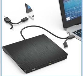 External CD and DVD drive, 2 in 1 USB 3.0 and type C, CD and DVD disc reader