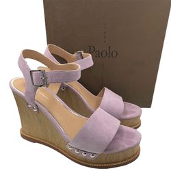 Linea Paolo Ellis suede ankle strap lilac wedge sandals women’s Size 8M