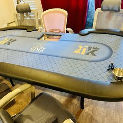 Poker Tables With Chips And Chairs 