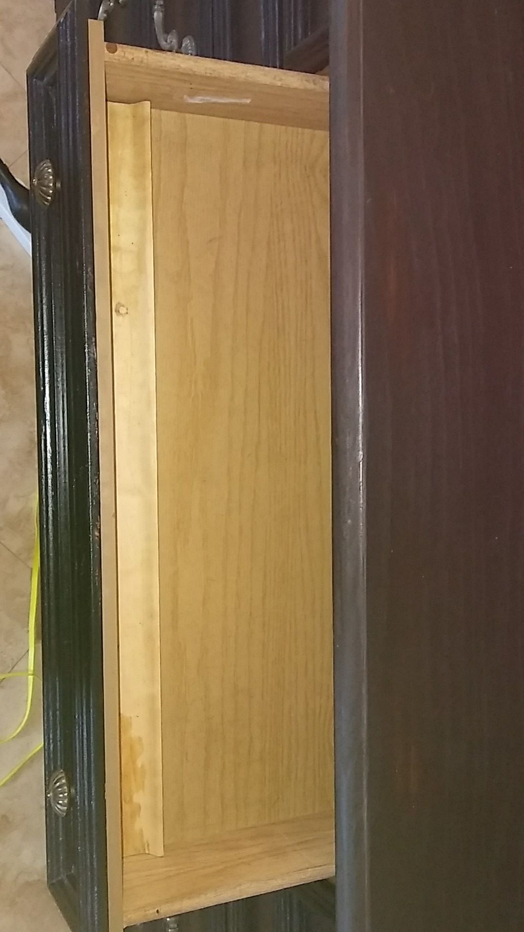 Black roll top oak desk with lamp