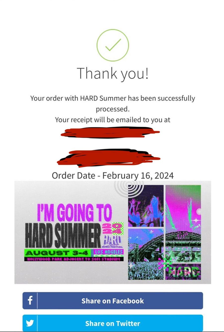 1 Sunday Hard Summer Ticket/ Wristband 