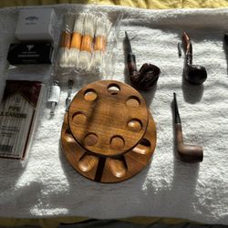 Savinelli Tobacco Pipe Lot w/ Stand, Cleaners & Accessories 
