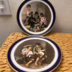 SET DE PLATOS ANTIGUO DE PORCELANA FILETEADA C/U