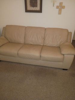 Tan leather sofa