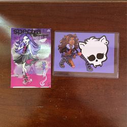 Monster High Panini Cards Spectra #63 and Clawdeen #5