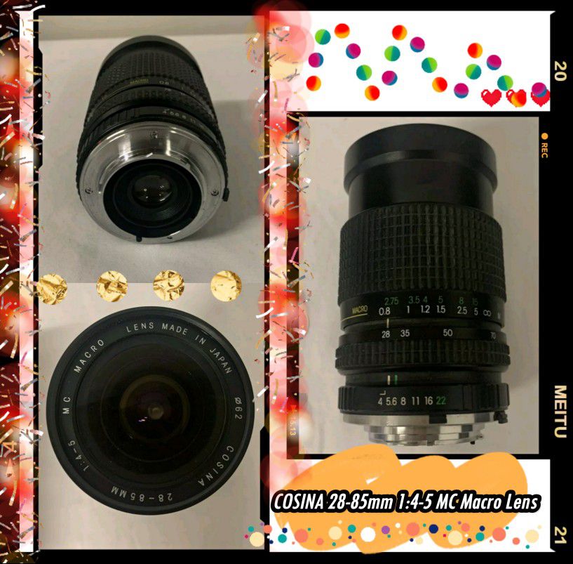 COSINA 28-85mm 1:4-5 MC Macro Lens USED w/ CANON 35mm Made in Japan