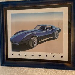 Vintage Art Poster of The Chevrolet Corvette By Peter J. Heer