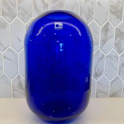Vintage Blenko Hand Blown Glass- Cobalt Blue Pill Vase - 10 1/2”