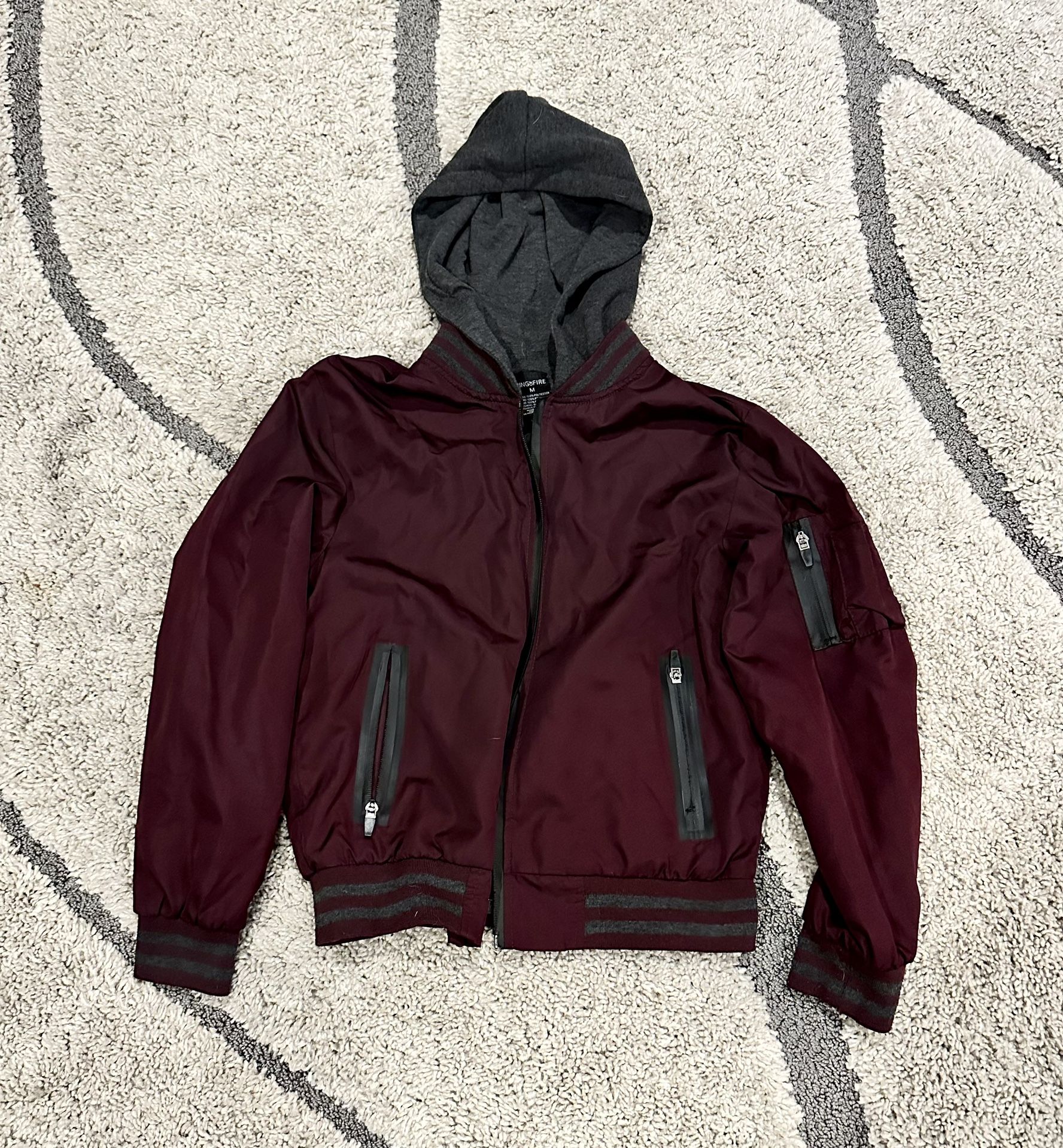 Boys Ringer Of Fire Bomber Jacket W/Hoodie