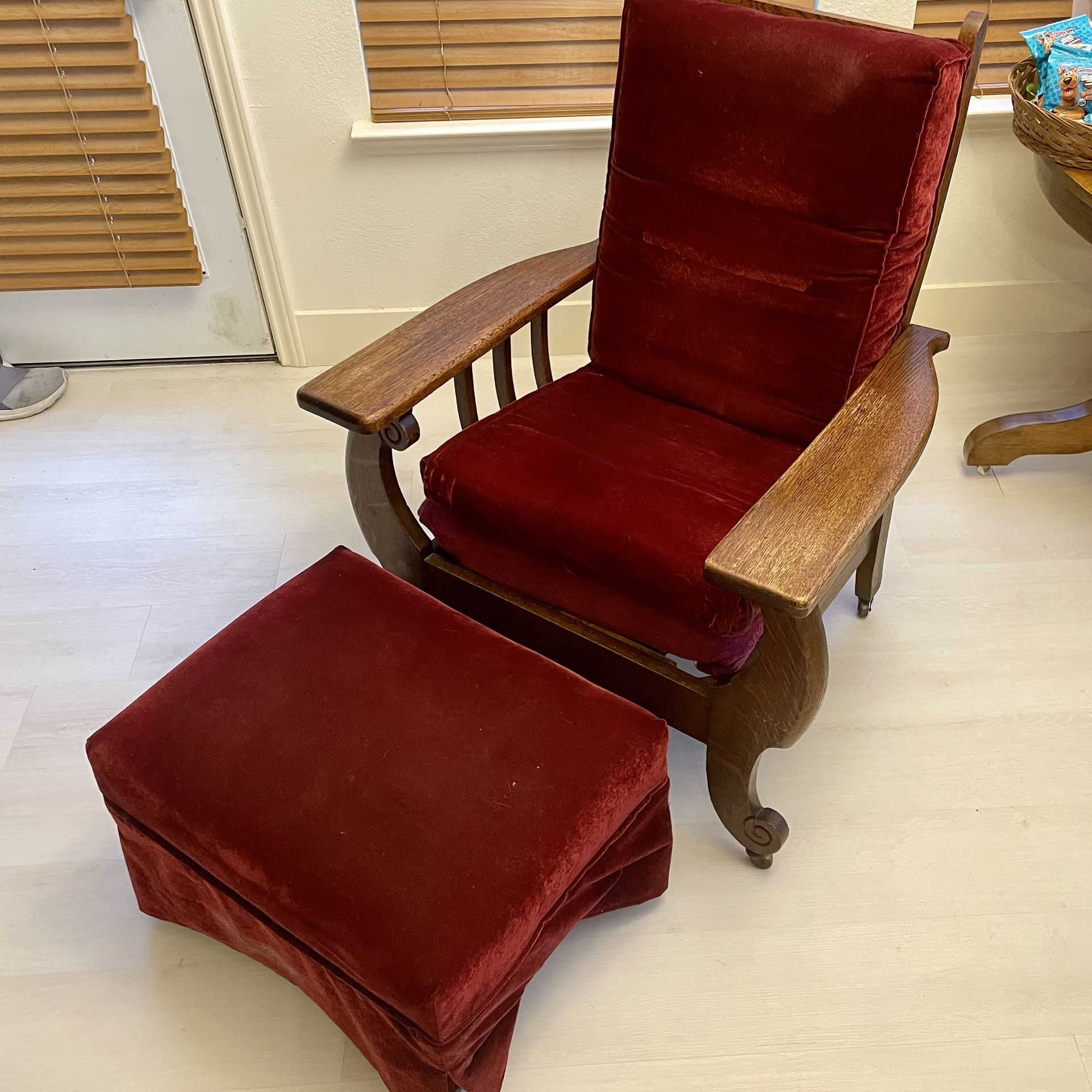 Antique Morris Chair Recliner And Ottoman