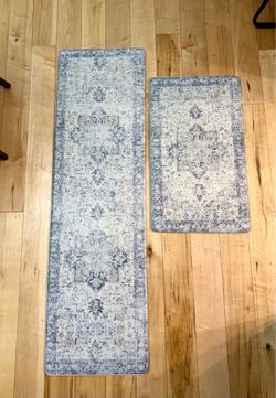 2 pc anti fatigue vintage boho floor Kitchen mats