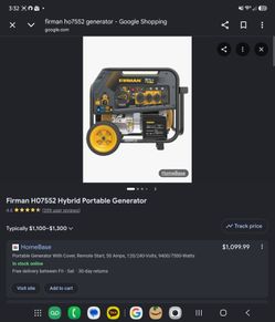 Firman H07552 Dual Fuel Portable Generator