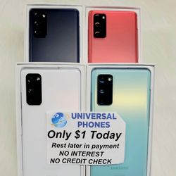 Samsung Galaxy S20 FE 5G 128gb  Unlocked, FREE Smartwach/ Headphones. Pay $1 Today Rest in payments. NO CREDIT NEEDED FINANCING