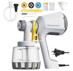 InoKraft Paint Sprayer, 600w HVLP Sprayer Includes 3 Patterns & Whole Cleaning kit for House Painting, Furniture, Cabinets, Compatible with Stains and