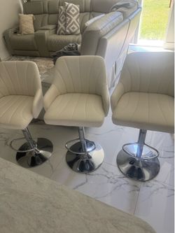 Three White Barstools