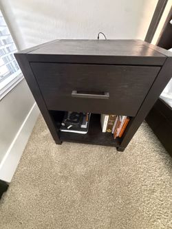 Dark Wood Nightstand with USB Port