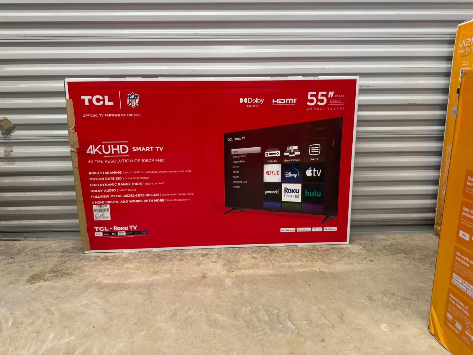 Hd400 55” tcl smart 4k led Uhd tv floor model
