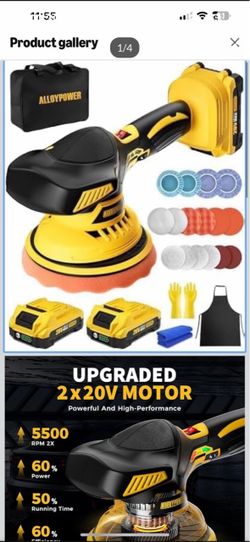 20V Cordless Car Buffer Polisher, 5500RPM Car Polisher with 2 Batteries, Charger and polishing Pads, 6 Speed Car Buffer Polisher for Car, Boat Sanding
