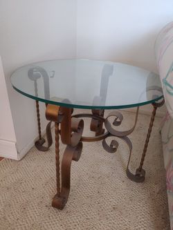 Antique Metal And Glass Table