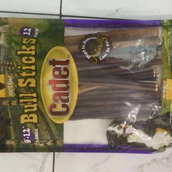 Cadet Gourmet Bull Sticks 12 Pack 12 INCH- High Protein Low Fat 1.32 Pounds