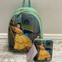 NWT Loungefly Belle Library Backpack And Wallet (RARE ITEMs)