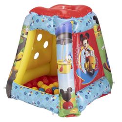 Mickey Mouse Preschool Indoor Inflatable Ball Pit Playland Includes 20 Soft Flex Balls Child 2 Years Red